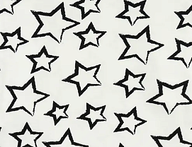 Интерлок рулон набивка белый "Черные звезды"